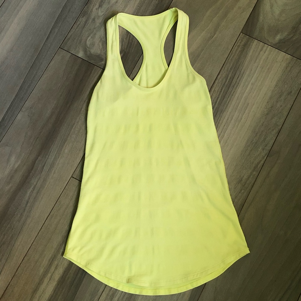 Lululemon Cool Racerback Yellow Ribbed Striped SzM